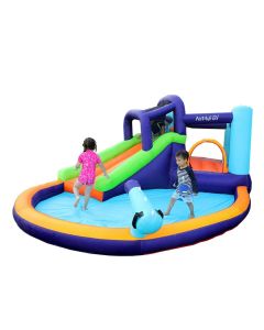 Air My Fun Purple Jumping Castle with Slide and Shooting Gun