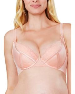 Mamaway Stretchy Satin Plunge Maternity & Nursing Bra 75B- Pink