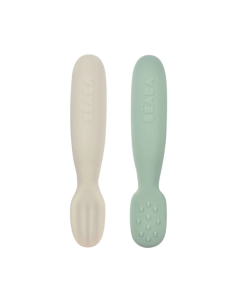 Beaba Silicone Pre-Spoons 2 Pack - Sage Green/Velvet Grey