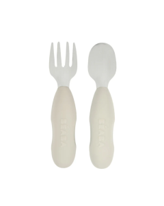 Beaba Fork & Spoon Stainless Steel Pre-Cutlery - Velvet Grey