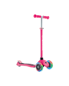 Globber Primo V2 scooter with Lights and Griptape - Fuchsia/ Pastel Pink
