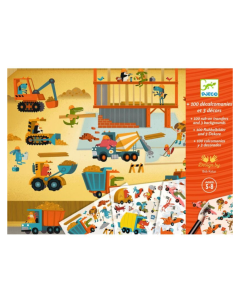 Djeco Asphalt Construction & Racing 100 Decals with 3 Backgrounds