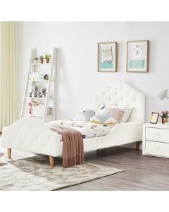 ALL 4 KIDS Kinsley Single PU Leather Upholstered Bed - White