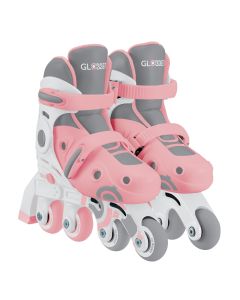 Globber Learning Inline Skates 2 in 1 For Toddlers: Size 26-29 - Pastel Pink