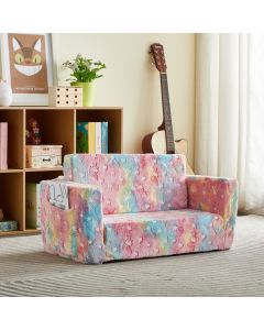 All 4 Kids Rainbow Unicorn Glow Flip-Out Double Couch