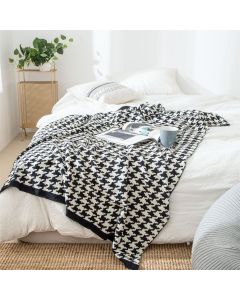 All 4 Kids Houndstooth Soft Pattern Knitted Throw Blanket