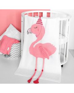 All 4 Kids Soft Cotton flamingo Pattern Knitted Throw Blanket