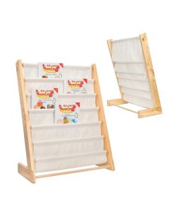 ALL 4 KIDS Henry White Kids Wooden Canvas Sling Magazine Bookcase
