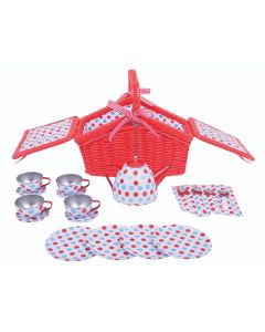 Bigjigs Toys Spotted Basket Tea Set