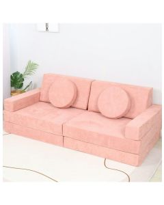 All 4 Kids Ethan 10 PCS Modular Play Couch - Rose