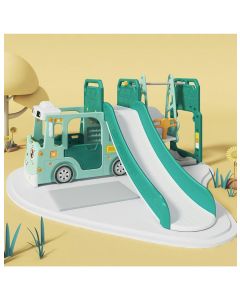 ALL 4 KIDS Lucas Baby Slider and Swing Play Center with Bus - Green