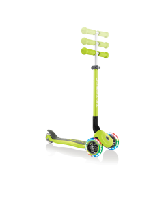 Globber PRIMO Foldable Lights Scooter - Lime Green/Khaki Green
