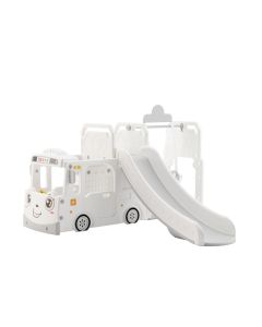 ALL 4 KIDS Lucas Baby Slider and Swing Play Center with Bus - White