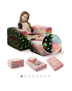 All 4 Kids 3 Pcs Glow in the Dark Unicorn Flip Out Kids Play Modular Couch