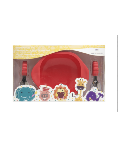 Marcus & Marcus Toddler Mealtime Set - Marcus the Lion - Red