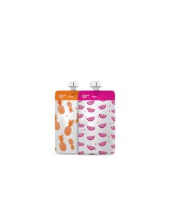 Cherub Baby ON THE GO Reusable Food Pouches MINIS (120ML) - NEON MELON & HOT PINEAPPLE 10PK