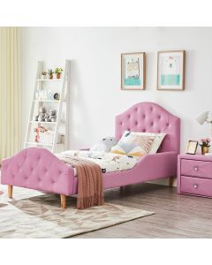 ALL 4 KIDS Kinsley Single PU Leather Upholstered Bed - Pink