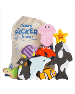Le Toy Van Petilou Ocean Stacking Animals & Bag