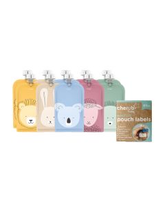 Cherub Baby ON THE GO Reusable Food Pouches (150ML) - ANIMAL SET 10PK