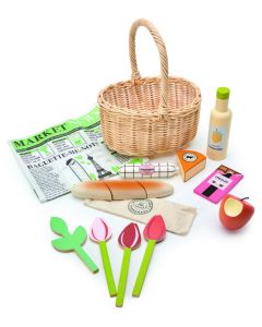 Tender Leaf Toys Pretend Wicker Shopping Basket Set