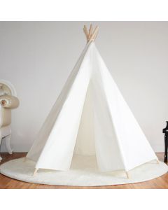 All 4 Kids Lily White Cotton Canvas Kids Hexagonal Teepee Tent
