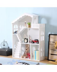 ALL 4 KIDS Ella White Dollhouse Bookcase Book Shelf Storage Unit