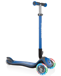 Globber Elite Deluxe 3 Wheel Foldable Adjustable Height Scooter - Navy Blue