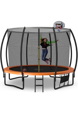 ALL 4 KIDS 10 FT Jump Zone Spring Trampoline with Basketball Board