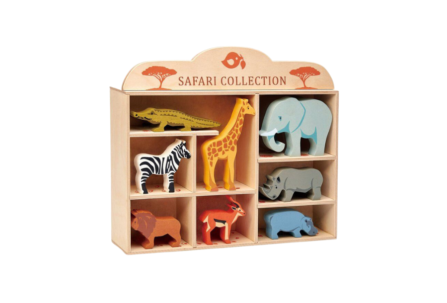 Tender Leaf Toys Safari Animal Display Shelf Set